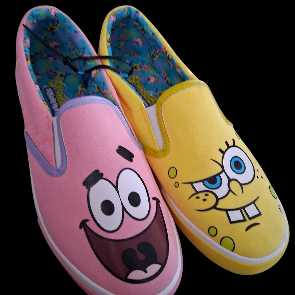 Sponge Bob Pink and Yellow SpongeBob Slip-On Shoes